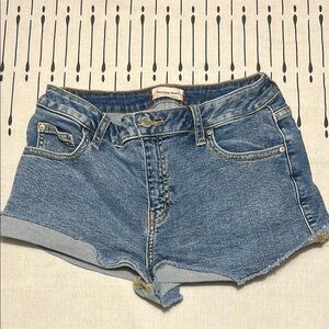 Sunday Best Blue Jean Shorts with Frayed Hem. Size 29